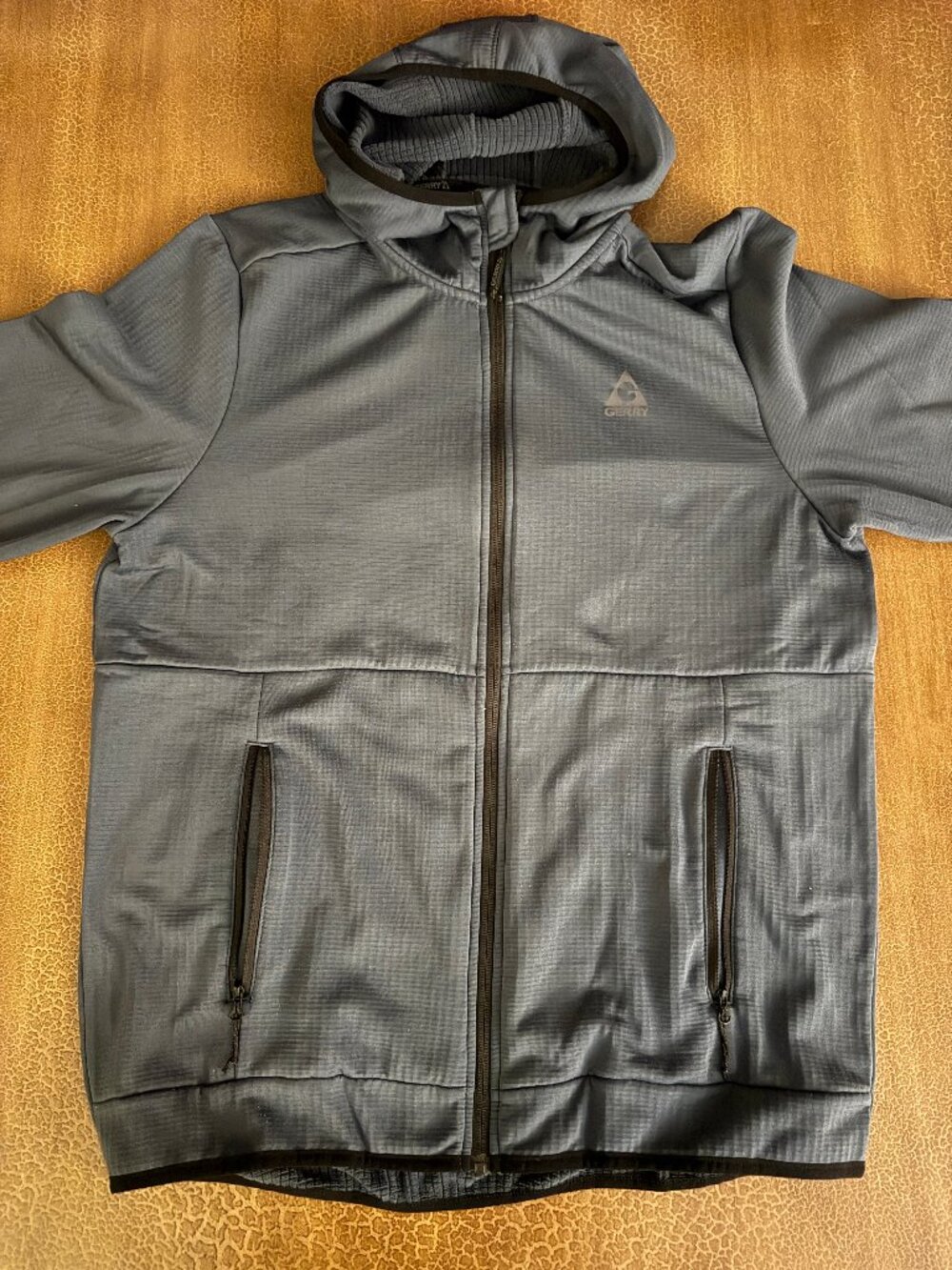 Gerry Full Zip Hoodie Jacket Dark Blue - Fleece Micro Grid Inside - Size Large